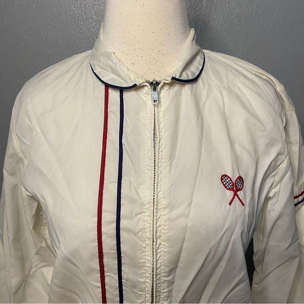 Vintage Preppy Northernaire Nylon Windbreaker Tennis Zip Front White M